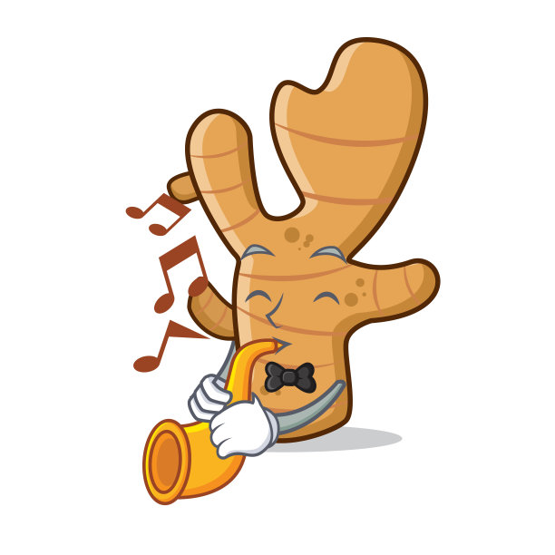 用喇叭造型的姜黄色卡通吉祥物图片下载