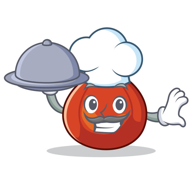 厨师与食物红kuri南瓜卡通吉祥物图片下载