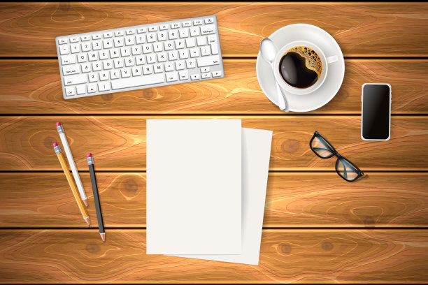 矢量商业符号在木桌上图片下载