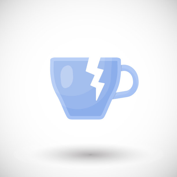 破碎的茶杯平面矢量图标图片下载