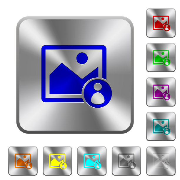 图像所有者圆形方形钢按钮图片下载