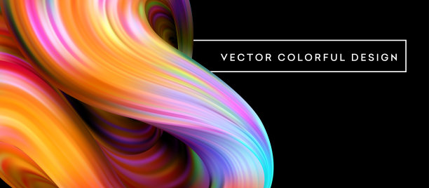 3d抽象彩色流体设计。矢量图素材图片