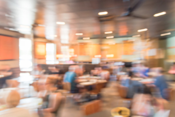 模糊紧凑和拥挤的河粉餐厅在休斯顿市中心，得克萨斯州，美国图片下载