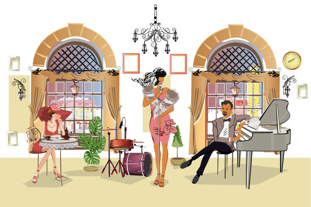 里面喝咖啡的人系列浪漫café。图片下载