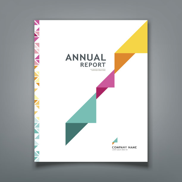 封面年度报告彩色三角纸布局素材图片