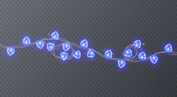 一套彩色的花环与形状的心。节日装饰花环，矢量插图为您设计图片下载