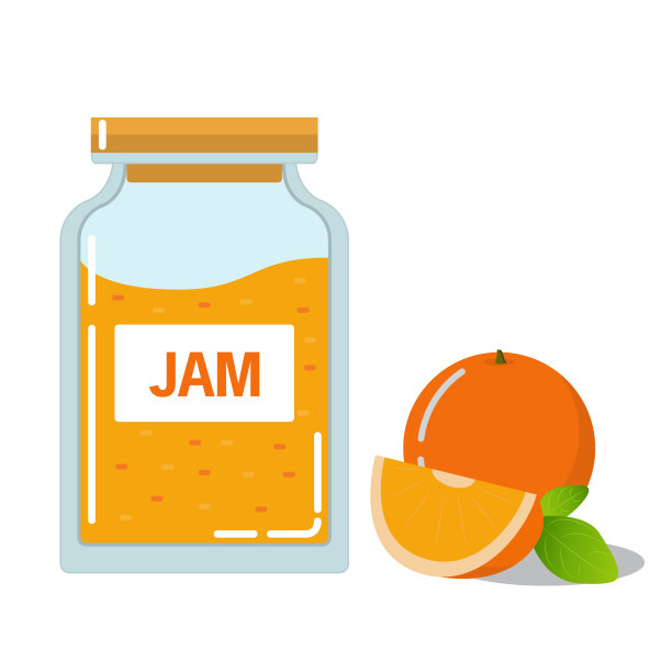 橘子酱在玻璃罐里。为冬天自制美味的准备。保护果酱。新鲜的橘子和分片水果。图片下载