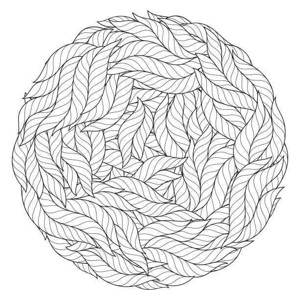 无缝着色书图案。圆形海浪曼荼罗图片下载