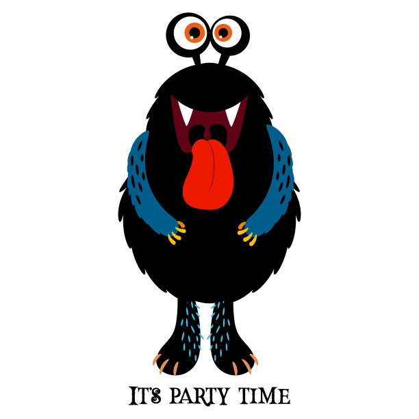 可爱的黑色印花滑稽怪物图片下载