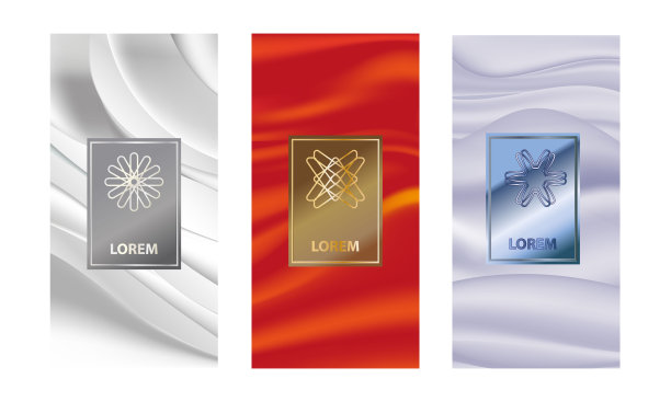 为奢侈品设置不同质感的包装模板。标志设计具有新潮的线性风格。插图图片下载