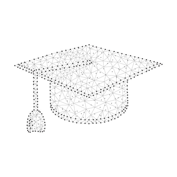 多边形毕业帽点黑白图片下载