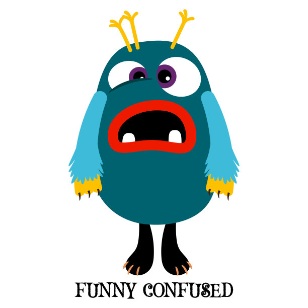 可爱困惑的怪物印花设计图片下载