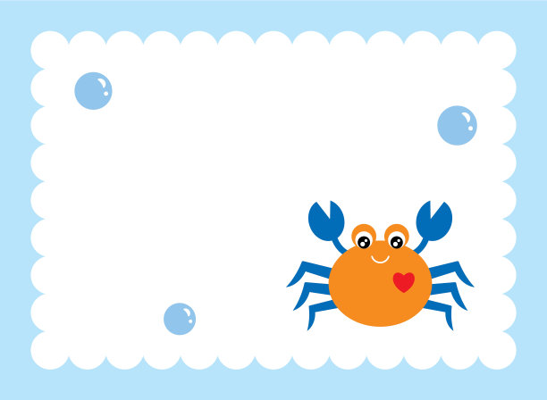 可爱的螃蟹贺卡向量图片下载