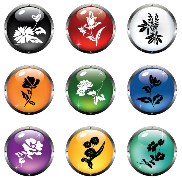 Glosy花卉按钮图片下载