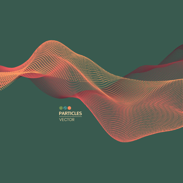 波背景。抽象的矢量图。3 d技术风格。插图用点。粒子网络设计。图片下载