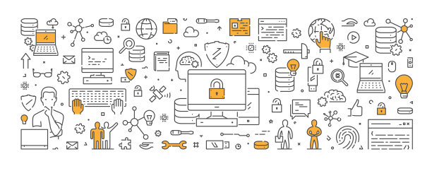 向量线概念用于计算机安全素材图片