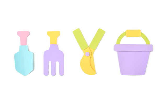 园艺工具集剪纸在白色的背景图片下载