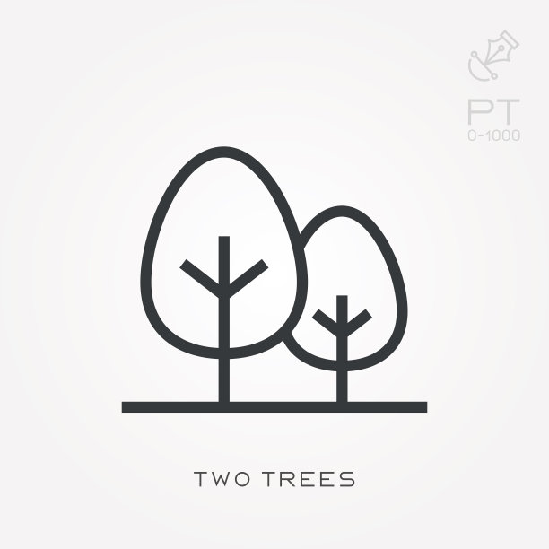 线条图标两个树图片下载