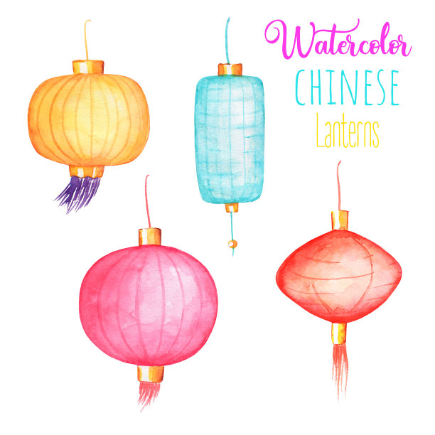 中国灯笼孤立在白色背景上。中国新年明信片。图片下载