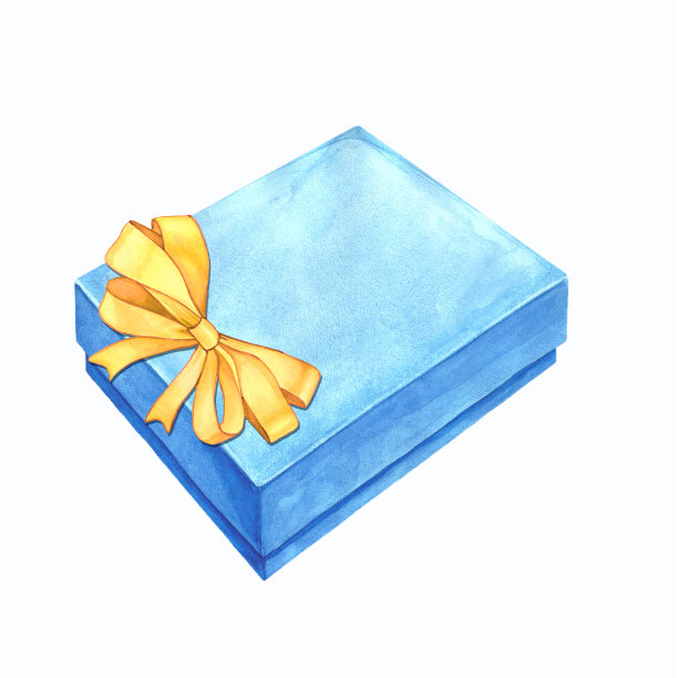 水彩插图的礼盒与丝带蝴蝶结。素材图片