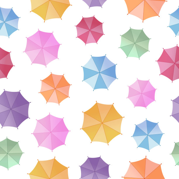 五彩缤纷的雨伞。无缝矢量模式上的白色背景。从上面的观点图片下载