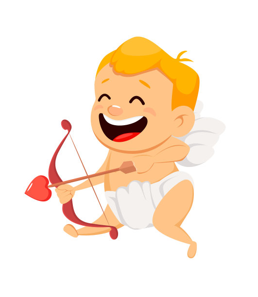 情人节贺卡与可爱的丘比特射箭爱情箭图片下载