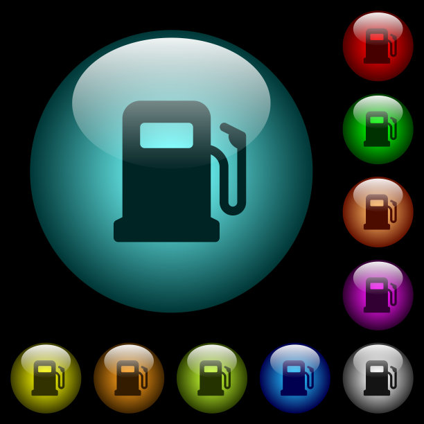 彩色照明玻璃按钮加油站图标图片下载