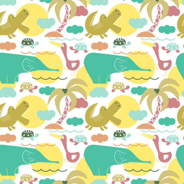 非洲动物病媒无缝模式。儿童的非洲背景图片下载