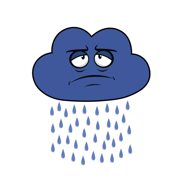 悲伤云人物插画矢量设计图片下载