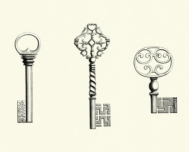 华丽的17世纪钢钥匙图片下载