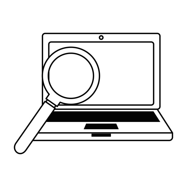 带放大镜的笔记本电脑图片下载