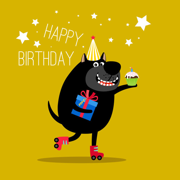 快乐的狗辊问候卡图片下载