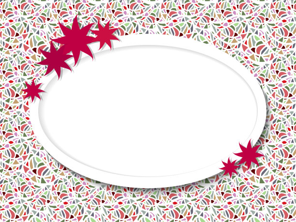 椭圆框架的文字与花在马赛克的背景图片下载