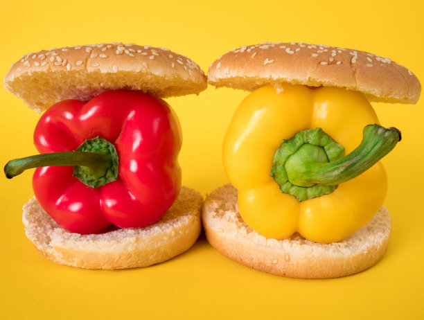 辣椒汉堡或素食汉堡概念图片下载