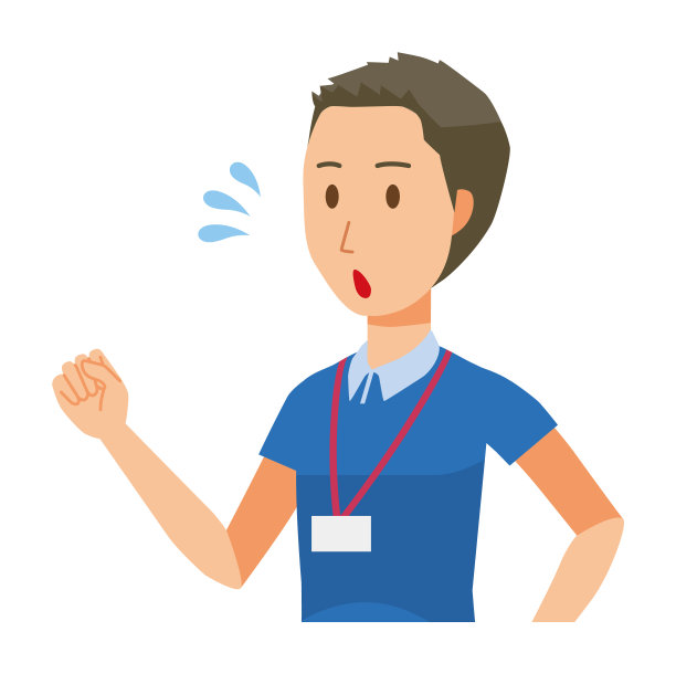 一名佩戴铭牌的男性工作人员上身跑步图片下载