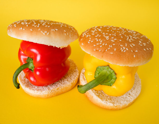 辣椒汉堡或素食汉堡概念图片下载