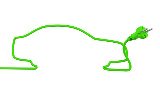 绿色电源插头汽车外形孤立图片下载