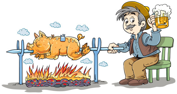 在火上烤着的猪图片下载