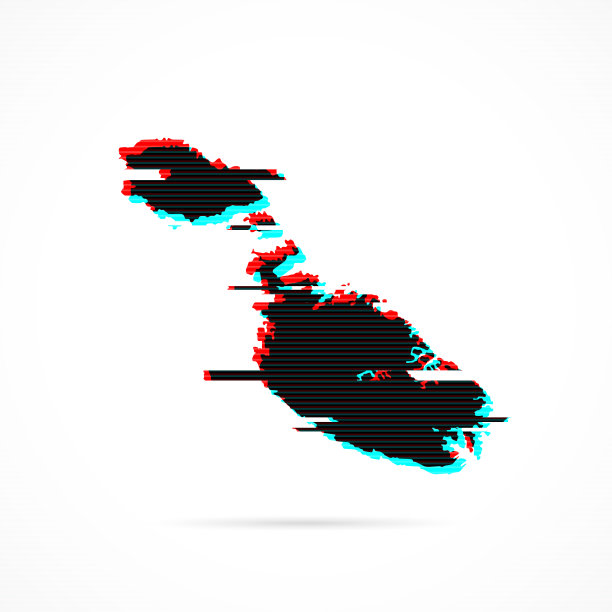 马耳他地图在扭曲的glitch风格。现代时尚的效果图片下载