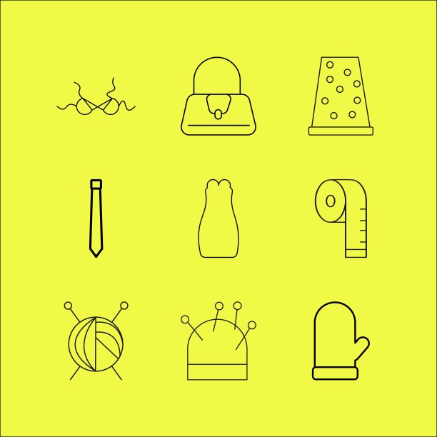 连衣裙和衣服线性图标集。简单的轮廓图标图片下载