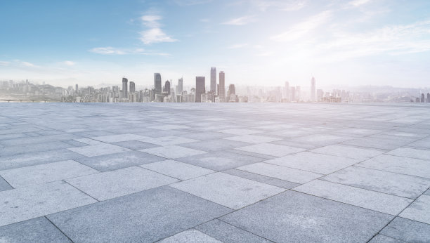 重庆的道路、地面和美丽的天际线素材图片
