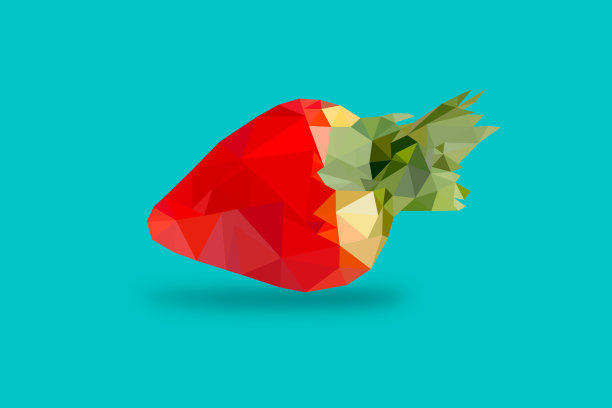 一个红草莓的低多边形插图图片下载