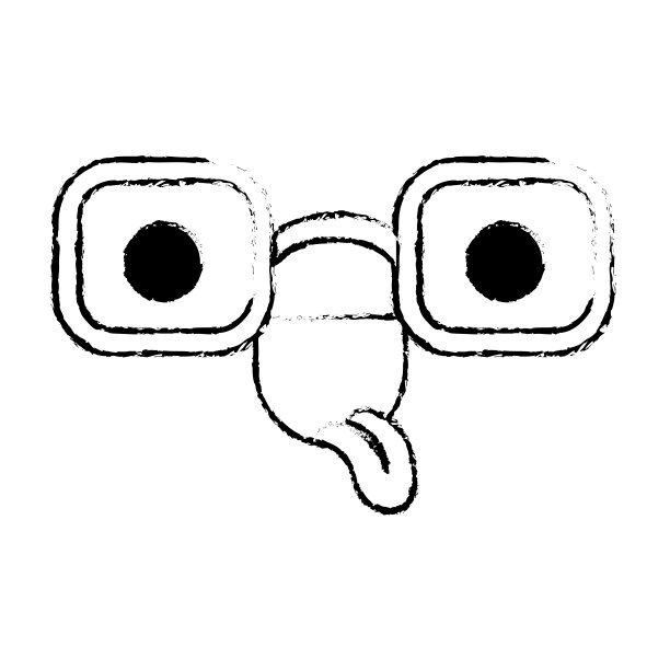 动画眼镜与有趣的表达在黑色模糊轮廓图片下载