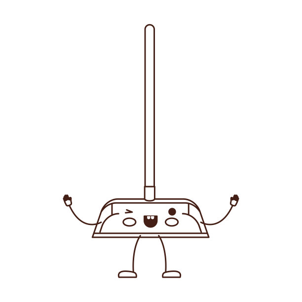 可爱的卡通簸箕和棕色的木棒图片下载