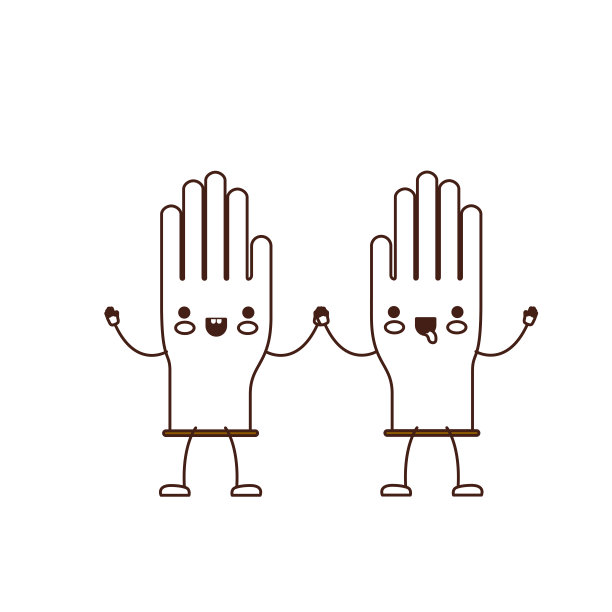 卡哇伊卡通手套牵手棕色剪影图片下载