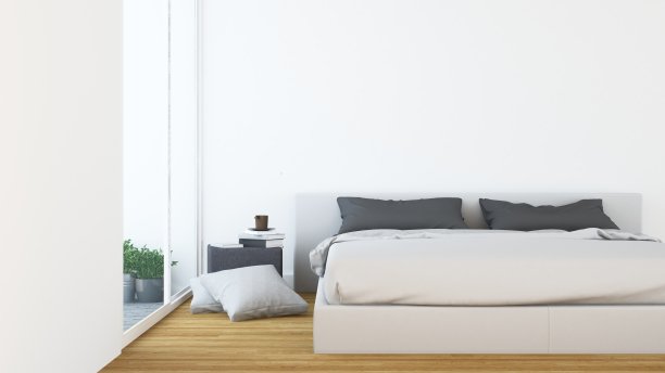 室内酒店卧室空间3d渲染图片下载