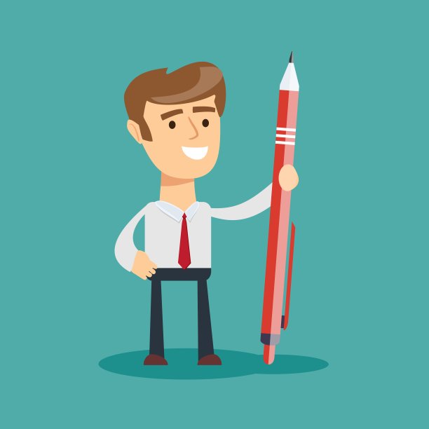 拿着一支巨大钢笔的商人图片下载
