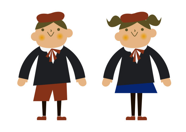 入门仪式。毕业典礼。幼儿园。孩子们的剪贴画。孩子们穿正装。图片下载