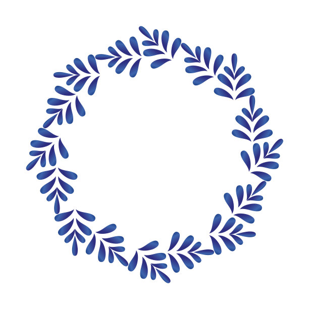 蓝叶装饰圆图片下载