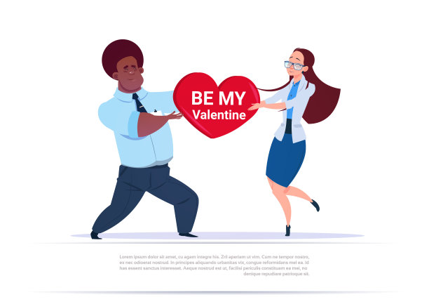 混合种族夫妇持有心脏形状与我的情人节问候爱的节日概念图片下载